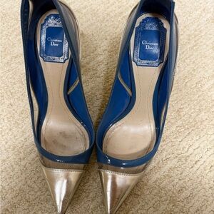 Dior Silver and Blue Elegant Heels